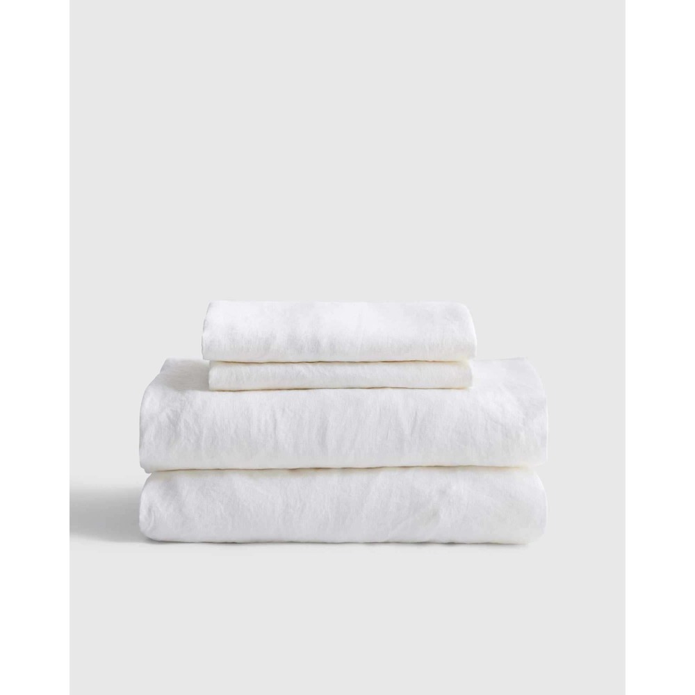 Quince European Flax Linen Sheet Set White Queen New With Tags